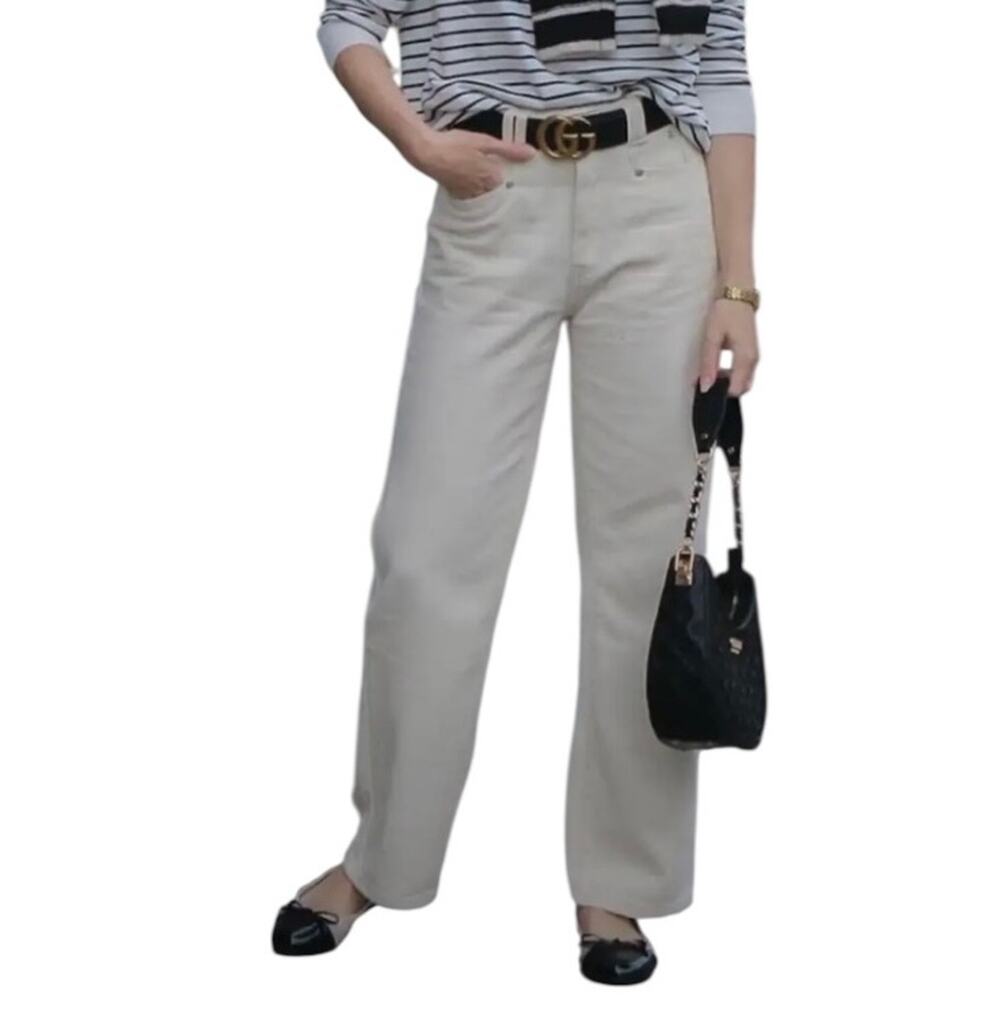 Cider Women’s Small White Denim High Waist Wide Leg Jeans
